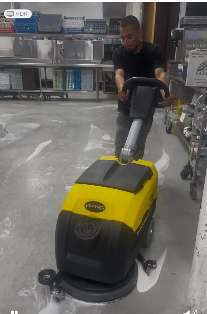 Floor scrubber in action